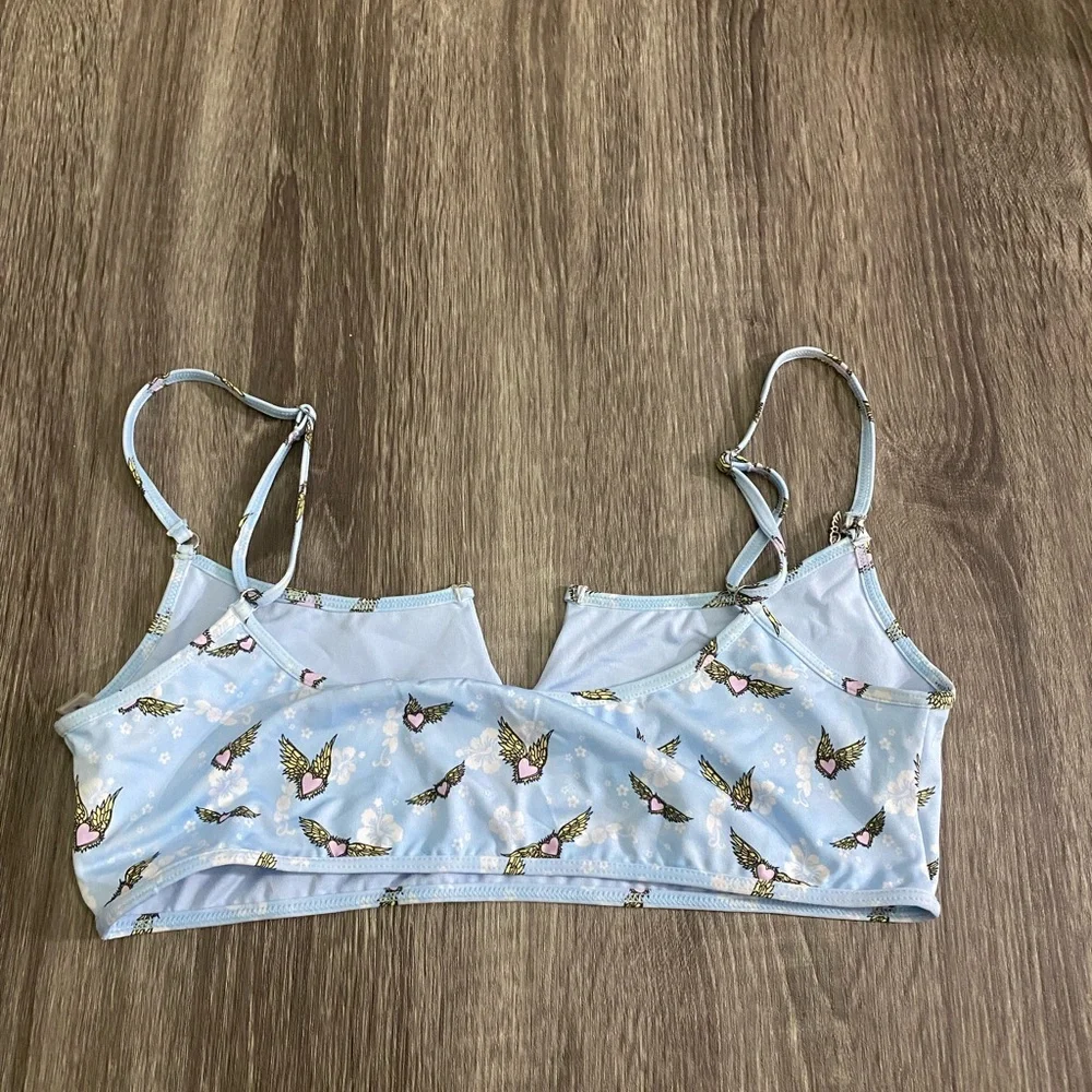 Frankie’s Bikinis Heaven on Earth hearts w wings bikini top
